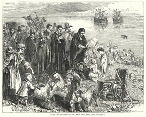 Los puritanos se embarcan hacia Nueva Inglaterra de English School