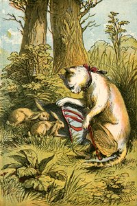 El gato atrapando los conejos
