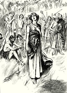 La reina Boadicea y sus soldados (litografía) de English School