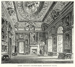 Salón de la Reina Carolina, Palacio de Kensington (grabado) de English School