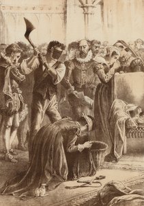 Reina María, "Decapitada en Fotheringay" (litografía) de English School