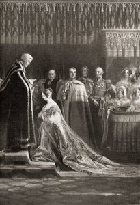 La Reina Victoria recibiendo el Santo Sacramento después de su coronación de English School
