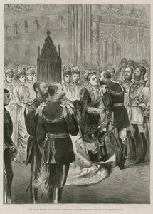 La reina Victoria besando a sus hijos de English School