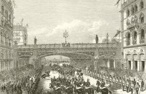 La Reina Victoria inaugurando el Viaducto de Holborn, 1869 de English School