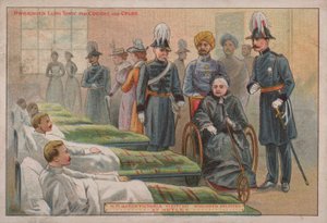 La reina Victoria visitando a los soldados británicos heridos en el Hospital de Netley, Hampshire, 1898 de English School