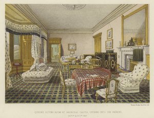 Sala de estar de la Reina Victoria en el Castillo de Balmoral, abriéndose hacia los Príncipes
