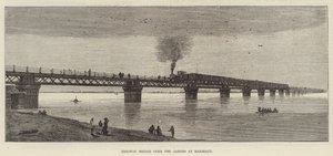 Puente Ferroviario sobre el Ganges en Rajghaut (grabado)