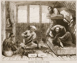 Viaje en tren en India, ilustración de Cassells Illustrated History of England de English School