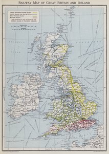 Mapa ferroviario de Gran Bretaña e Irlanda (litografía en color)