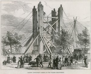 Elevación de la Aguja de Cleopatra en el Embankment del Támesis de English School