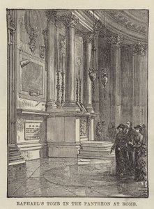 La tumba de Rafael en el Panteón de Roma (grabado) de English School