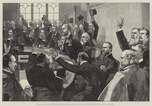 Reelección del Sr. Parnell como líder del Partido Irlandés, 25 de noviembre de 1890, en la Sala de Comité No 15, Cámara de los Comunes de English School