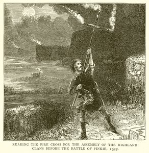 Levantando la Cruz de Fuego para la Asamblea de los Clanes de las Tierras Altas antes de la Batalla de Pinkie, 1547
