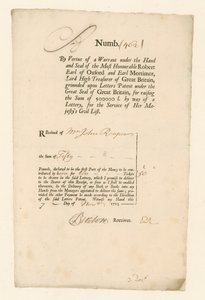 Recibo de la Lotería Civil de 1713