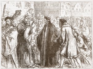 Recepción de Juan Huss en Nuremberg, ilustración de La Historia del Protestantismo por James Aitken Wylie (1808-1890), pub. 1878 de English School