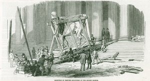 Recepción de las esculturas de Nínive en el Museo Británico (grabado) de English School