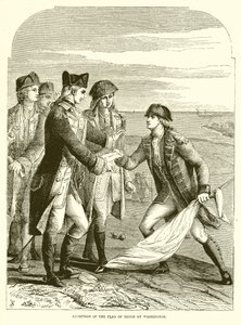 Recepción de la bandera de tregua por Washington de English School
