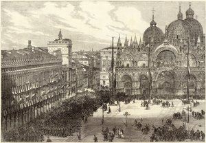 Recepción de las tropas italianas frente a la Catedral de San Marcos de English School