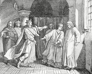 Reconciliación de Luis IV, rey de los romanos, con Federico el Hermoso, rey de Alemania en 1325 de English School