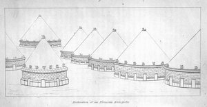 Reconstrucción de tumbas etruscas en Tarquinia