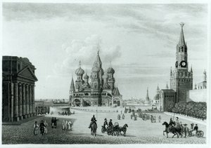 Plaza Roja, Moscú, de El Carácter de los Rusos y una Historia Detallada de Moscovia por Robert Lyall, publicado en 1823 de English School