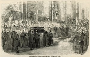 Reentierro de los restos de John Hunter en la Abadía de Westminster de English School