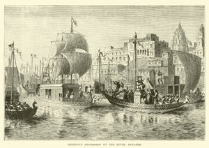 Procesión religiosa en el río, Benarés
