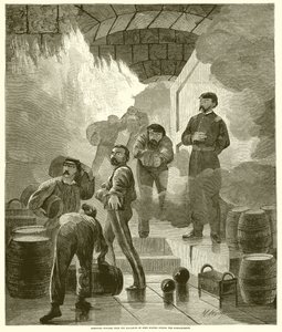 Removiendo Pólvora del Almacén de Fort Sumter durante el Bombardeo de English School
