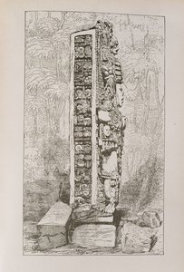 Representación de Jeroglíficos Mayas en una Estela, de 
