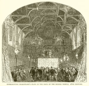 Representación de las obras de Shakespeare en el Salón del Middle Temple, siglo XVI