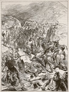 Rechazo de los ingleses en Corwen, ilustración de Cassells Illustrated History of England