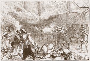 Rechazo de los soldados españoles en Ámsterdam, ilustración de La Historia del Protestantismo de James Aitken Wylie (1808-1890), pub. 1878 de English School