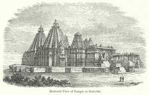 Vista restaurada del templo de Hullabid (grabado) de English School
