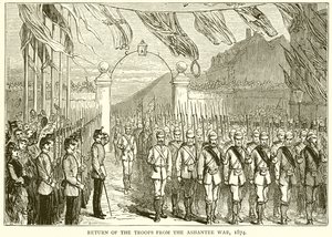 Regreso de las tropas de la guerra de Ashantee, 1874 de English School