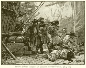 Cortadores de ingresos capturando un barco de contrabando americano de English School