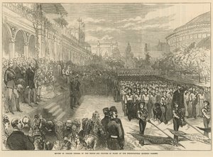 Revisión de Escuelas de Perforación por el Príncipe y la Princesa de Gales en los Jardines de la Sociedad Hortícola de English School