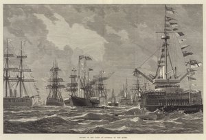 Revisión de la Flota en Spithead por la Reina (grabado) de English School