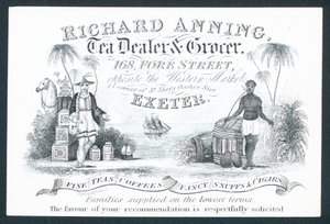 Richard Anning, comerciante de té y tendero, tarjeta comercial de English School