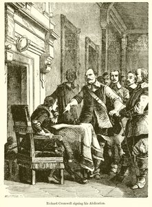Richard Cromwell firmando su abdicación de English School