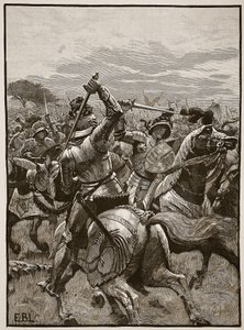 Ricardo III en la Batalla de Bosworth, ilustración de Cassells Illustrated History of England