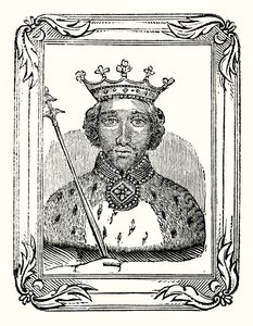 Ricardo II nació en 1366, fue coronado en 1377 y asesinado en 1399 (grabado) de English School
