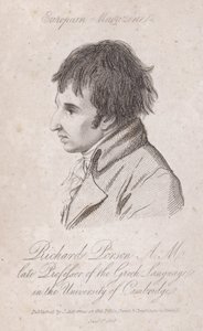 Richard Porson, erudito inglés, Profesor de Griego en el Trinity College, Cambridge de English School