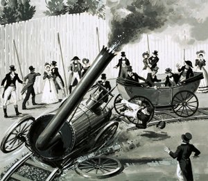 Richard Trevithick construyó un pequeño ferrocarril circular en Londres para introducir a la gente en los viajes en tren de English School