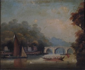 Puente de Richmond mirando hacia Twickenham, Middlesex de English School