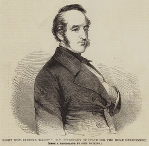 El muy honorable Spencer Walpole, MP, Secretario de Estado para el Departamento del Interior (grabado)