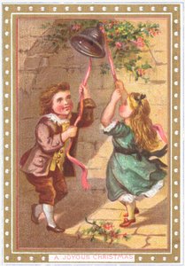 Tocando la campana, tarjeta de Navidad