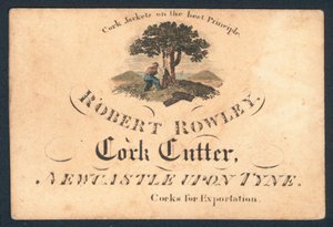 Robert Rowley, cortador de corcho, tarjeta comercial de English School
