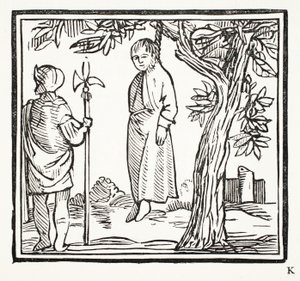 Robert se ahorca, ilustración de Chap-books del Siglo XVIII de John Ashton, pub. 1882 de English School