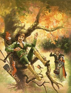 Robin Hood descansando en un árbol