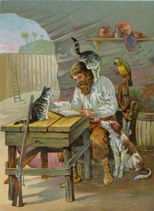 Robinson Crusoe en casa en el castillo